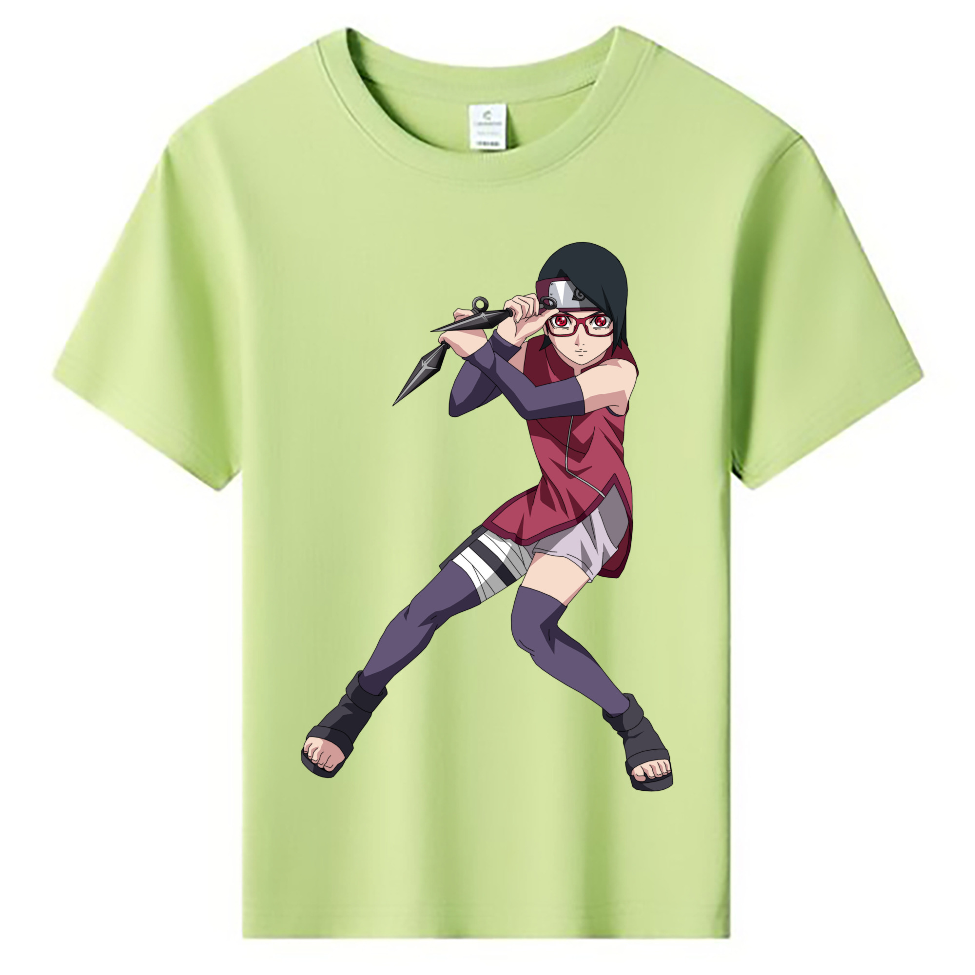 （画像用） NARUTO -ナルト- うちは サラダ Uchiha Sarada 綿100％キッズTシャツ（フロントプリント）